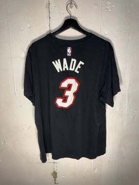 Men's Nike Miami Heat Dwyane Wade #3 Black Dri-FIT Name & Number T-Shirt